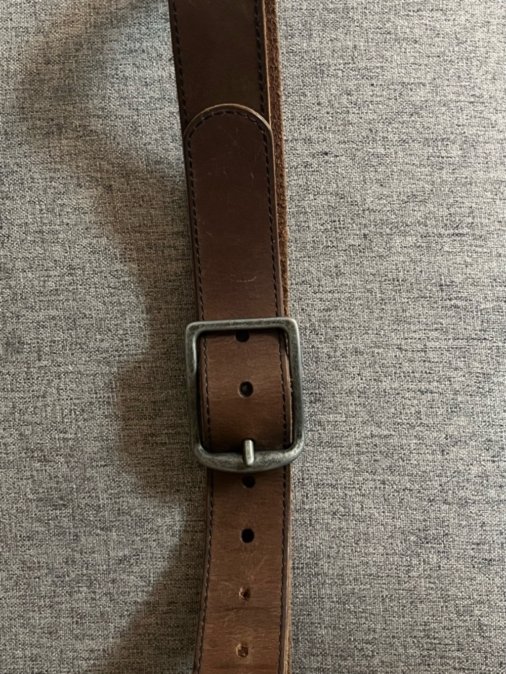 Frye Brown Leather Belt with Antique Silver Buckle